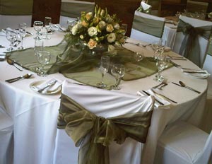 Table Centrepiece, Overlay and Chair Tie backs