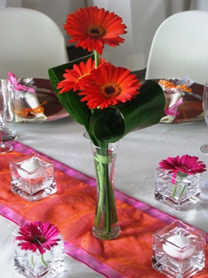 Orange Gerbera Centrepiece Gerbera Daisies Centrepiece for Wedding