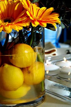 Fruit Centerpieces - Gerberas & Lemons