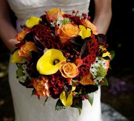 Yellow and Crimson Bridal Bouquet