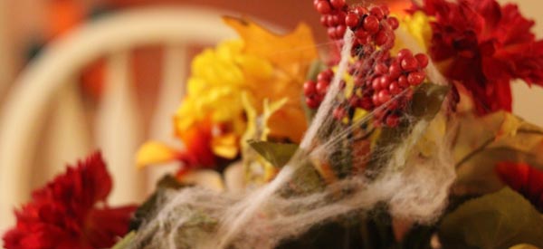 Halloween Ideas - Spider Web Flower Arrangement