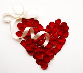 Rose Pettals and Ribbon Heart