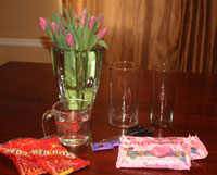 Valentines Day Flower & Candy Arrangement - Step 1