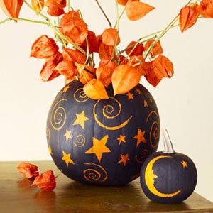 pumpkin vase stars and flowers